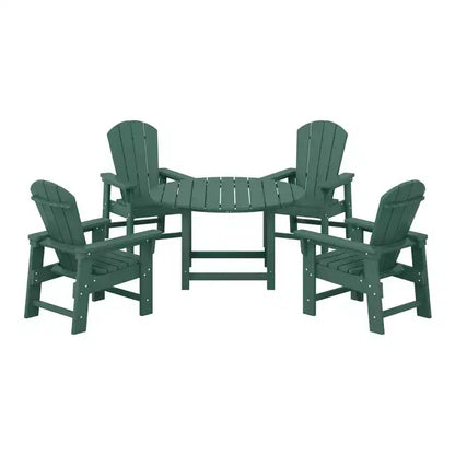Ensemble table et chaises de salle à manger rondes 5 pièces pour enfant Malibu en PEHD pour l'extérieur – Sanzelize Design