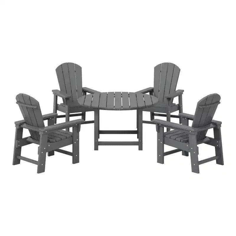 Ensemble table et chaises de salle à manger rondes 5 pièces pour enfant Malibu en PEHD pour l'extérieur – Sanzelize Design