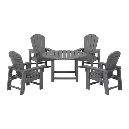 Ensemble table et chaises de salle à manger rondes 5 pièces pour enfant Malibu en PEHD pour l'extérieur – Sanzelize Design