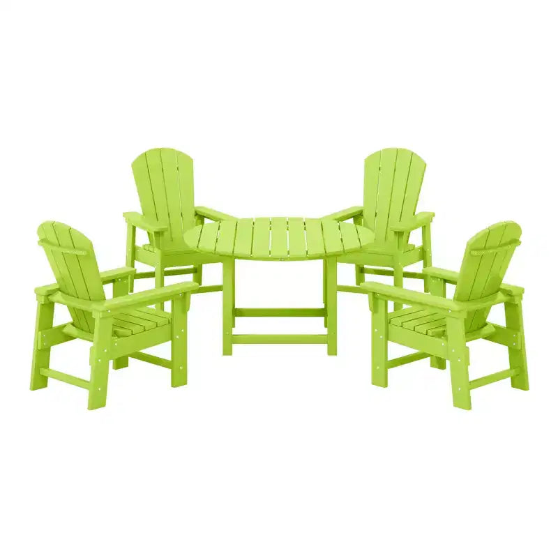 Ensemble table et chaises de salle à manger rondes 5 pièces pour enfant Malibu en PEHD pour l'extérieur – Sanzelize Design