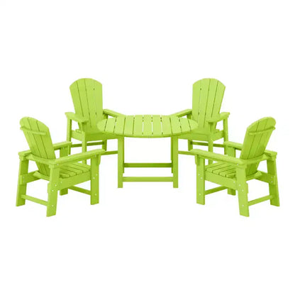 Ensemble table et chaises de salle à manger rondes 5 pièces pour enfant Malibu en PEHD pour l'extérieur – Sanzelize Design