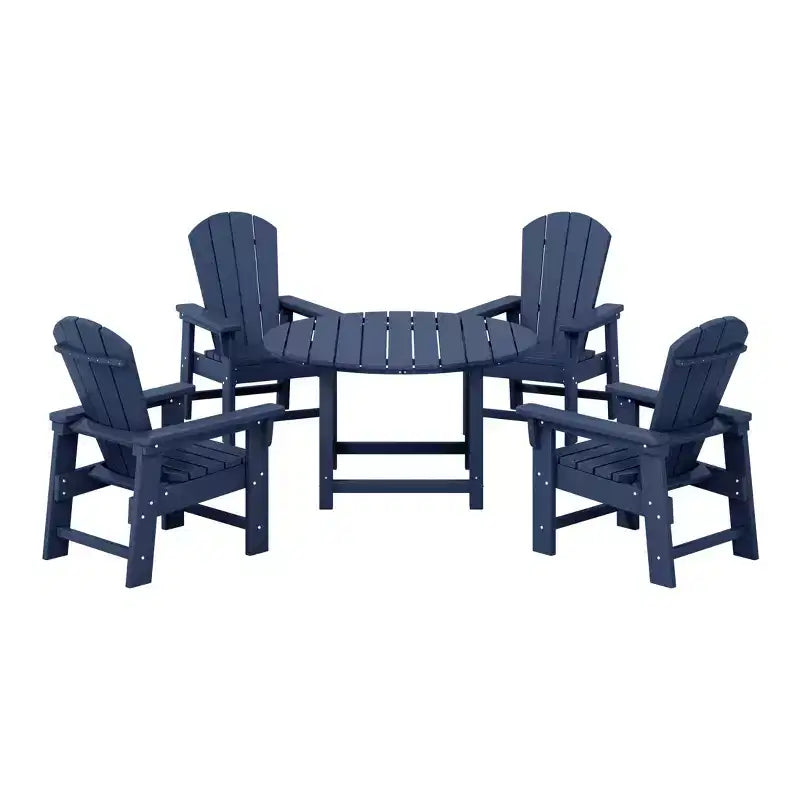 Ensemble table et chaises de salle à manger rondes 5 pièces pour enfant Malibu en PEHD pour l'extérieur – Sanzelize Design