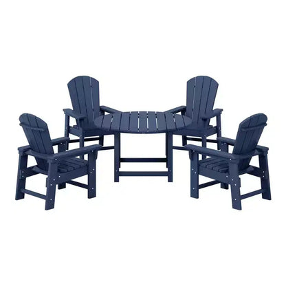 Ensemble table et chaises de salle à manger rondes 5 pièces pour enfant Malibu en PEHD pour l'extérieur – Sanzelize Design