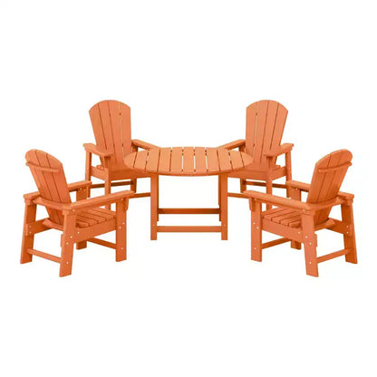 Ensemble table et chaises de salle à manger rondes 5 pièces pour enfant Malibu en PEHD pour l'extérieur – Sanzelize Design