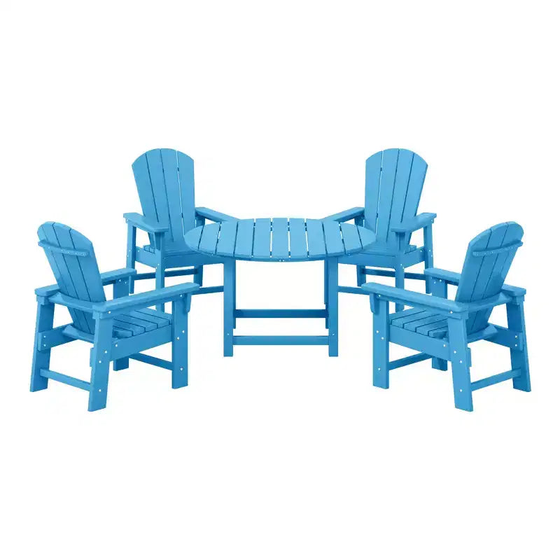 Ensemble table et chaises de salle à manger rondes 5 pièces pour enfant Malibu en PEHD pour l'extérieur – Sanzelize Design