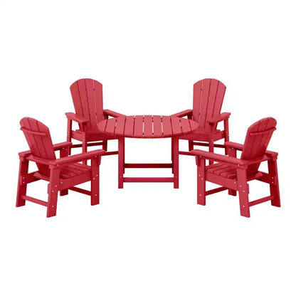 Ensemble table et chaises de salle à manger rondes 5 pièces pour enfant Malibu en PEHD pour l'extérieur – Sanzelize Design