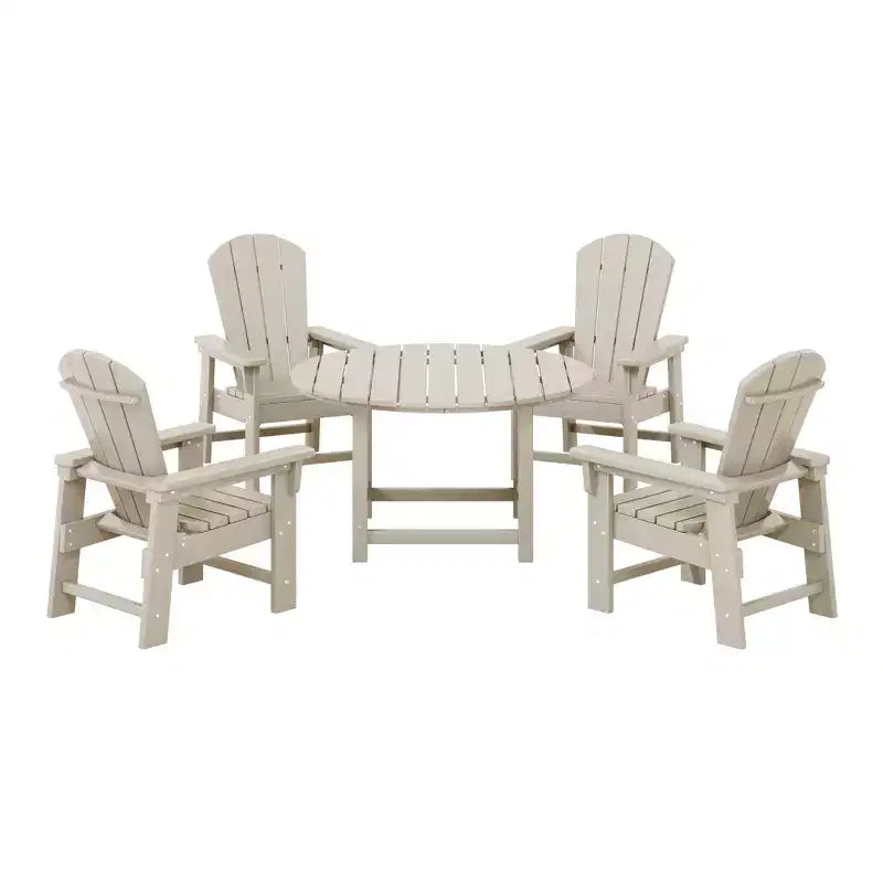 Ensemble table et chaises de salle à manger rondes 5 pièces pour enfant Malibu en PEHD pour l'extérieur – Sanzelize Design