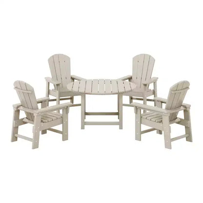 Ensemble table et chaises de salle à manger rondes 5 pièces pour enfant Malibu en PEHD pour l'extérieur – Sanzelize Design