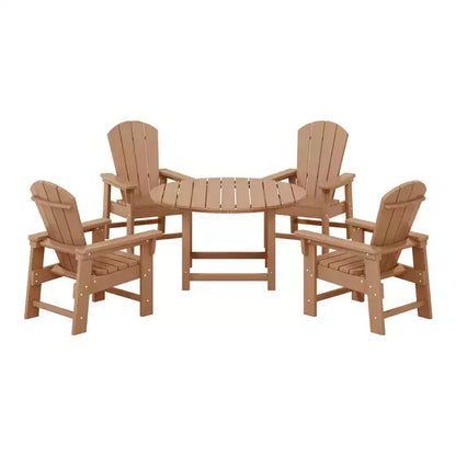 Ensemble table et chaises de salle à manger rondes 5 pièces pour enfant Malibu en PEHD pour l'extérieur – Sanzelize Design