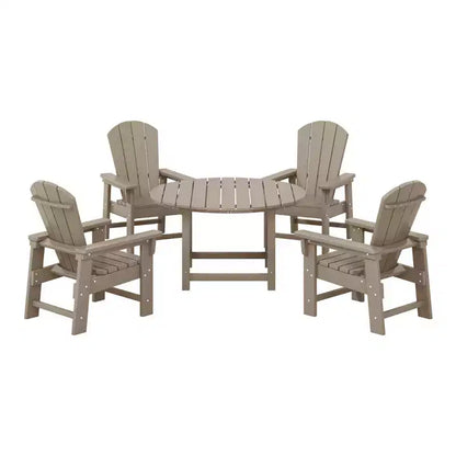 Ensemble table et chaises de salle à manger rondes 5 pièces pour enfant Malibu en PEHD pour l'extérieur – Sanzelize Design