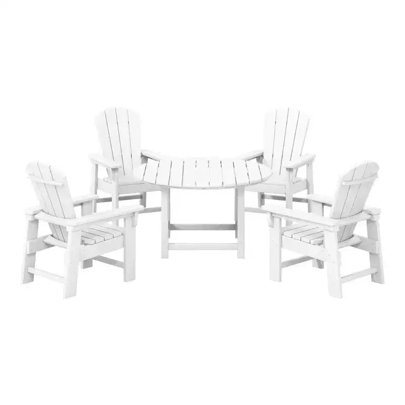 Ensemble table et chaises de salle à manger rondes 5 pièces pour enfant Malibu en PEHD pour l'extérieur – Sanzelize Design