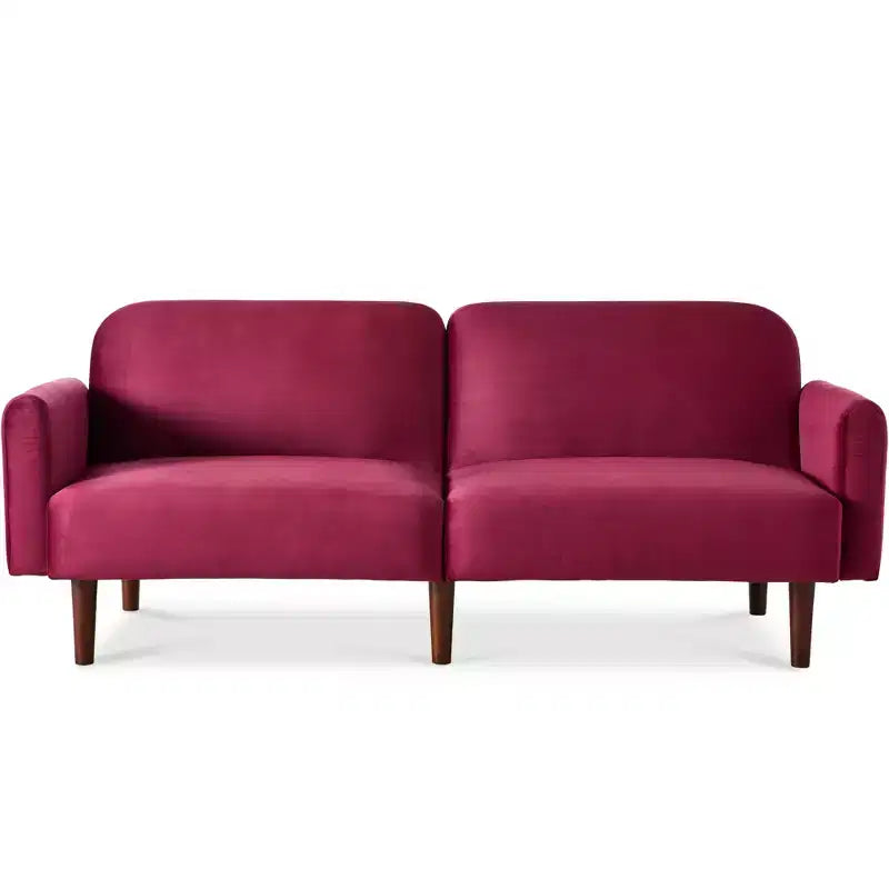 Futon convertible incurvé, lit de repos à dossier divisé en velours – Sanzelize Design