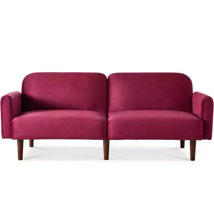 Futon convertible incurvé, lit de repos à dossier divisé en velours – Sanzelize Design