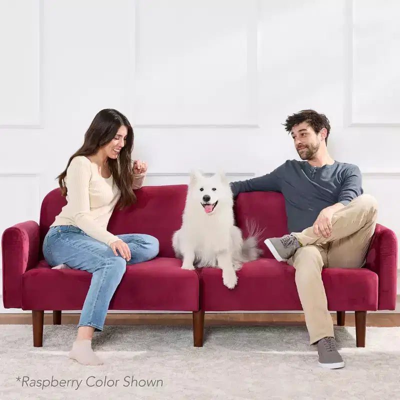 Futon convertible incurvé, lit de repos à dossier divisé en velours – Sanzelize Design