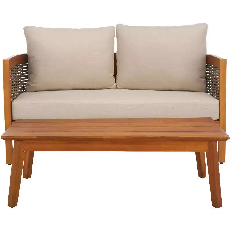 Ensemble de jardin table et chaises Amanda - Intérieur/Extérieur - Naturel/Taupe – Sanzelize Design