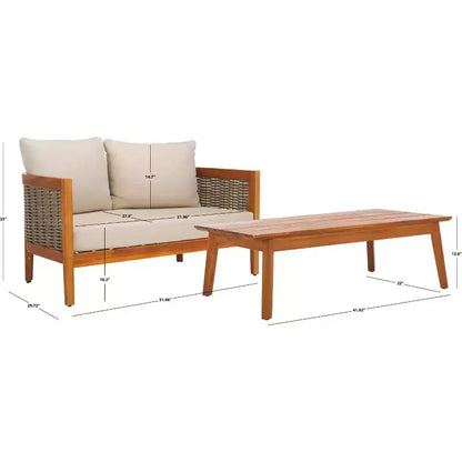 Ensemble de jardin table et chaises Amanda - Intérieur/Extérieur - Naturel/Taupe – Sanzelize Design