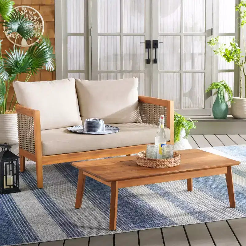 Ensemble de jardin table et chaises Amanda - Intérieur/Extérieur - Naturel/Taupe – Sanzelize Design