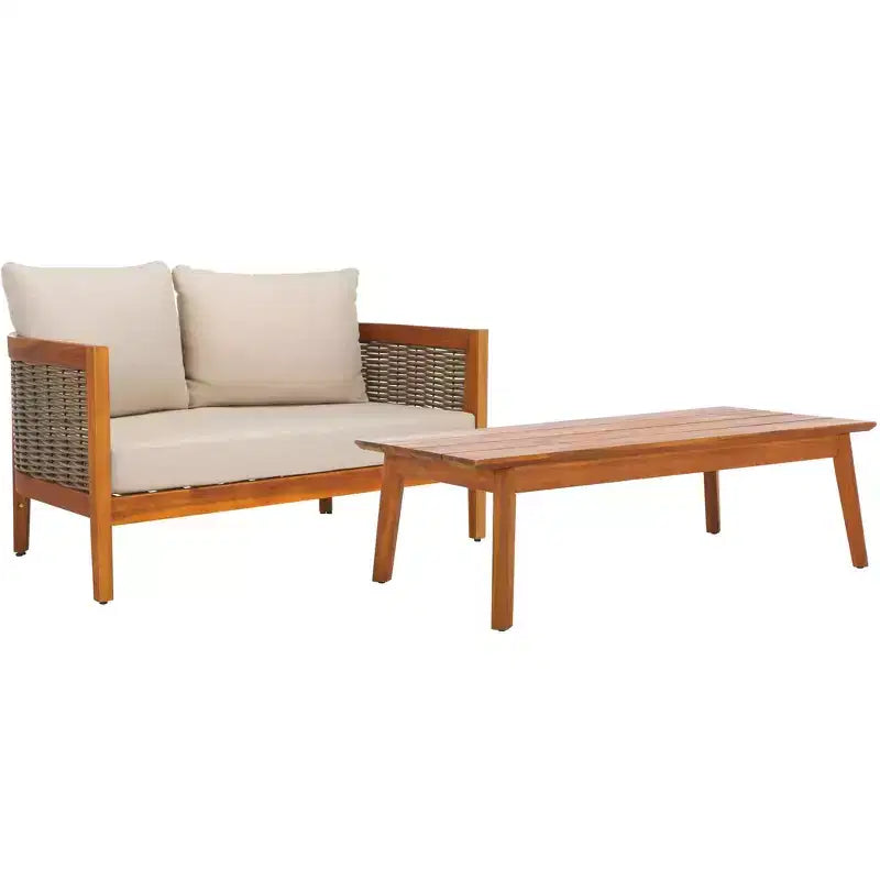 Ensemble de jardin table et chaises Amanda - Intérieur/Extérieur - Naturel/Taupe – Sanzelize Design