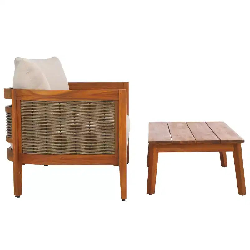 Ensemble de jardin table et chaises Amanda - Intérieur/Extérieur - Naturel/Taupe – Sanzelize Design
