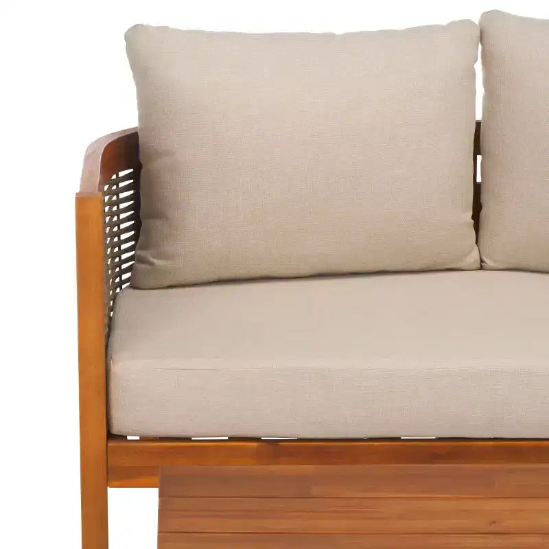 Ensemble de jardin table et chaises Amanda - Intérieur/Extérieur - Naturel/Taupe – Sanzelize Design