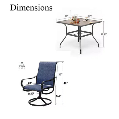 Ensemble de salle à manger d'extérieur 5 pièces avec table carrée effet bois – Sanzelize Design