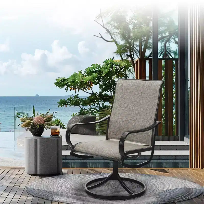 Ensemble de salle à manger d'extérieur 5 pièces avec table carrée effet bois – Sanzelize Design