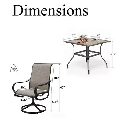 Ensemble de salle à manger d'extérieur 5 pièces avec table carrée effet bois – Sanzelize Design