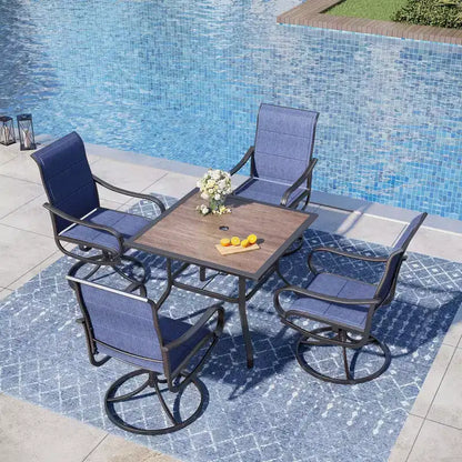 Ensemble de salle à manger d'extérieur 5 pièces avec table carrée effet bois – Sanzelize Design
