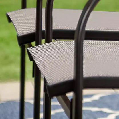 Ensemble de salle à manger 7 pièces pour terrasse extérieure avec table en acier à plateau à lattes aspect bois et – Sanzelize Design