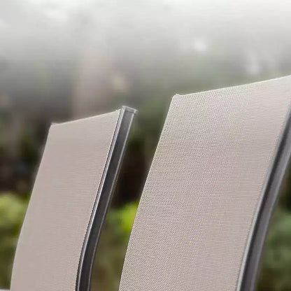 Ensemble de salle à manger 7 pièces pour terrasse extérieure avec table en acier à plateau à lattes aspect bois et – Sanzelize Design