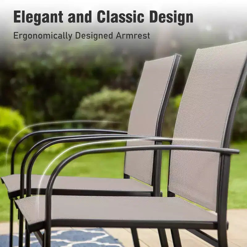 Ensemble de salle à manger 7 pièces pour terrasse extérieure avec table en acier à plateau à lattes aspect bois et – Sanzelize Design