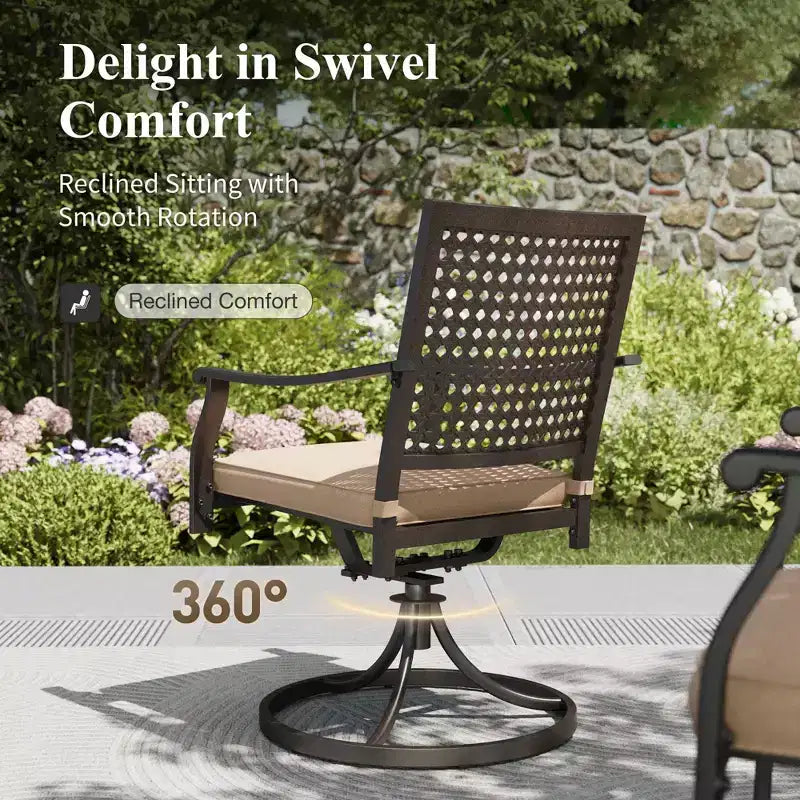 Ensemble de salle à manger de jardin 8 pièces avec table rectangulaire en acier, chaises en acier noir et parasol beige – Sanzelize Design