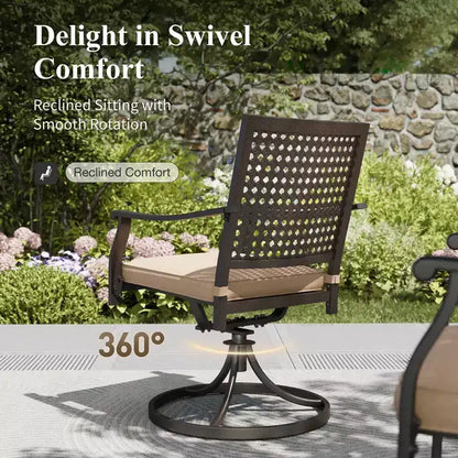 Ensemble de salle à manger de jardin 8 pièces avec table rectangulaire en acier, chaises en acier noir et parasol beige – Sanzelize Design