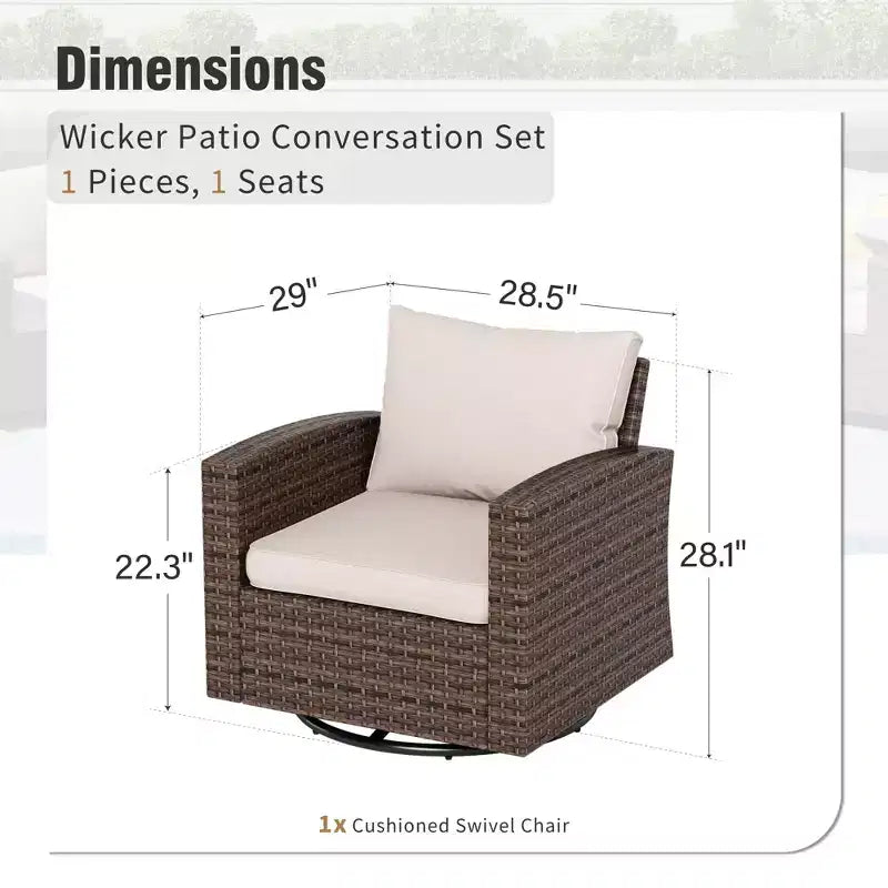 Ensemble de conversation 6 pièces en osier pour terrasse extérieure avec causeuse coussinée pour jardin, piscine – Sanzelize Design