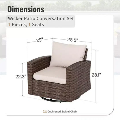 Ensemble de conversation 6 pièces en osier pour terrasse extérieure avec causeuse coussinée pour jardin, piscine – Sanzelize Design