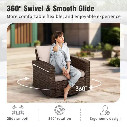 Ensemble de conversation 6 pièces en osier pour terrasse extérieure avec causeuse coussinée pour jardin, piscine – Sanzelize Design