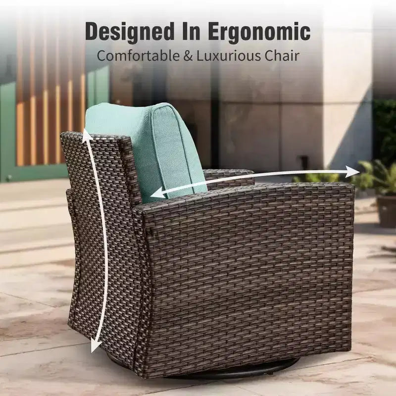 Ensemble de conversation 6 pièces en osier pour terrasse extérieure avec causeuse coussinée pour jardin, piscine – Sanzelize Design