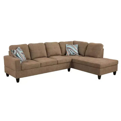 Découvrez le confort ultime avec notre canapé d'angle en tissu marron en forme de L – Sanzelize Design