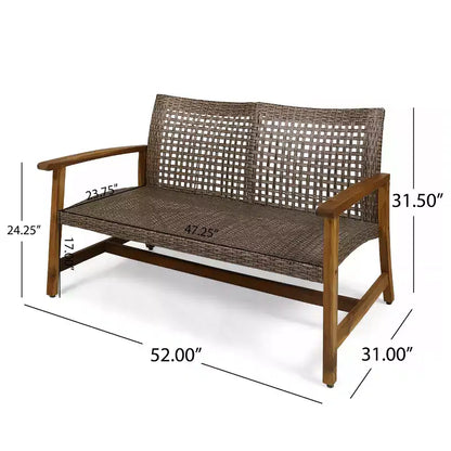 Hampton Salon de jardin 6 places en bois d'acacia et osier – Sanzelize Design