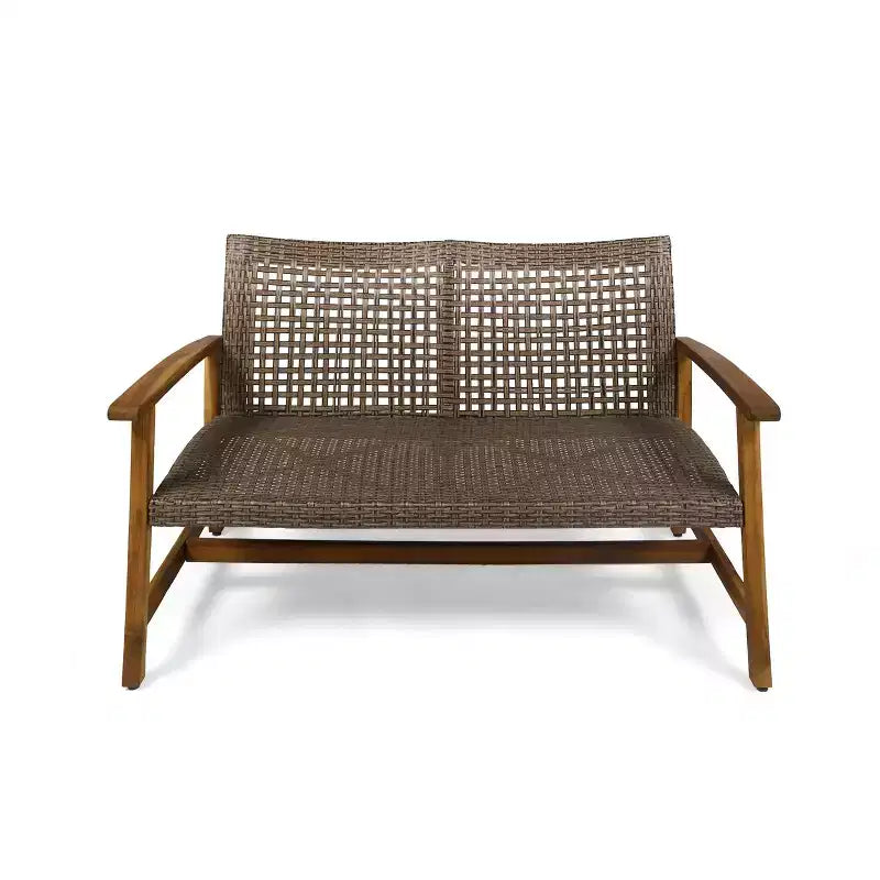 Hampton Salon de jardin 6 places en bois d'acacia et osier – Sanzelize Design