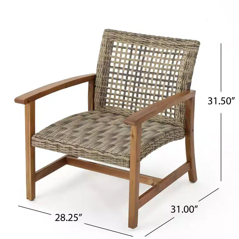 Hampton Salon de jardin 6 places en bois d'acacia et osier – Sanzelize Design