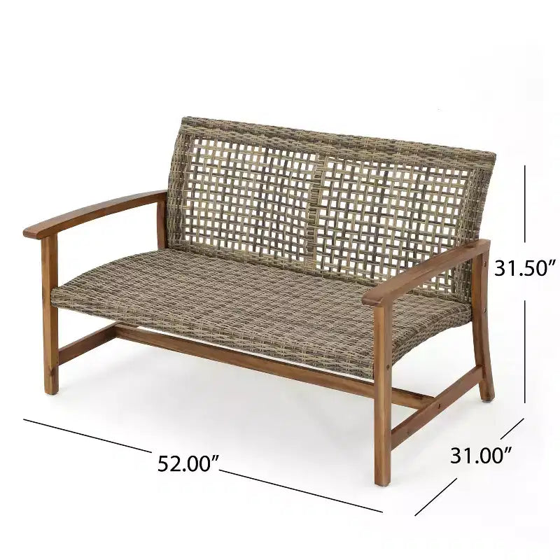Hampton Salon de jardin 6 places en bois d'acacia et osier – Sanzelize Design