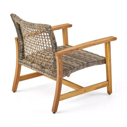 Hampton Salon de jardin 6 places en bois d'acacia et osier – Sanzelize Design