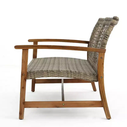 Hampton Salon de jardin 6 places en bois d'acacia et osier – Sanzelize Design