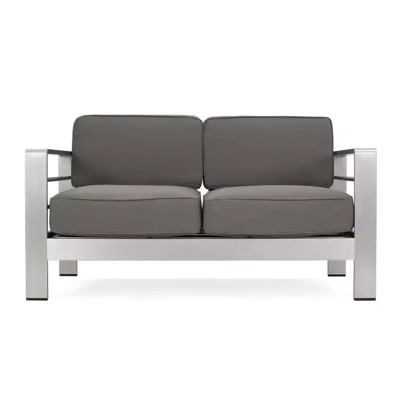 Crested Bay Salon de conversation extérieur en aluminium 4 places avec brasero gris clair – Sanzelize Design