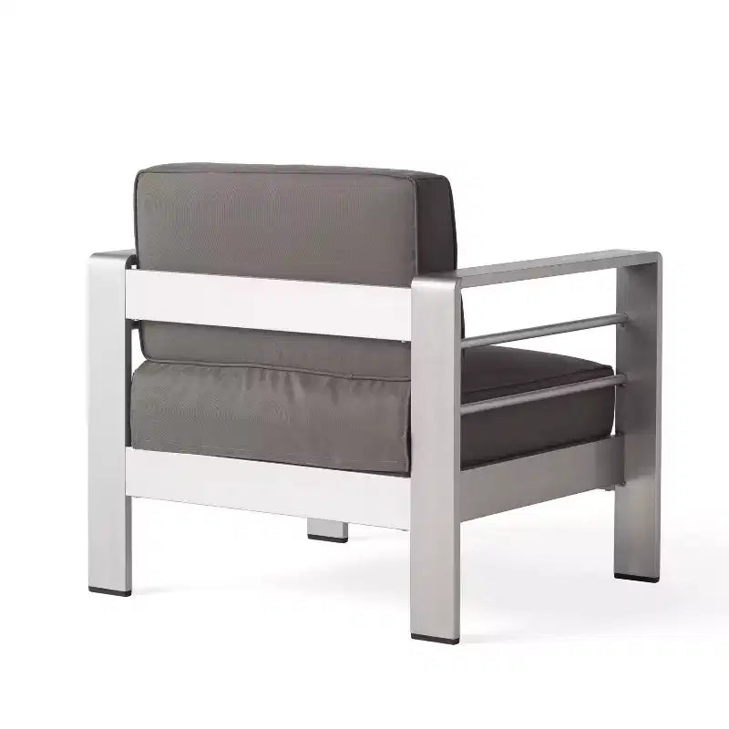 Crested Bay Salon de conversation extérieur en aluminium 4 places avec brasero gris clair – Sanzelize Design