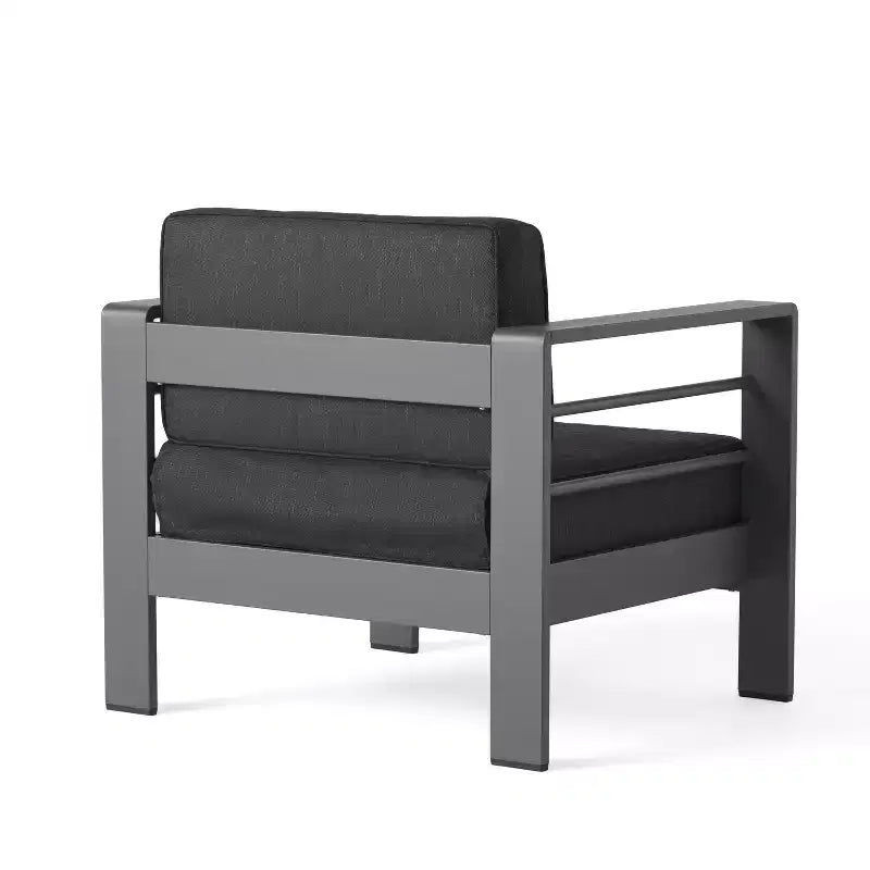 Crested Bay Salon de conversation extérieur en aluminium 4 places avec brasero gris clair – Sanzelize Design