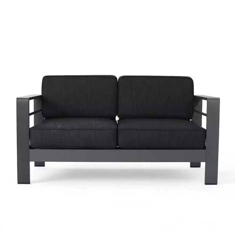 Crested Bay Salon de conversation extérieur en aluminium 4 places avec brasero gris clair – Sanzelize Design