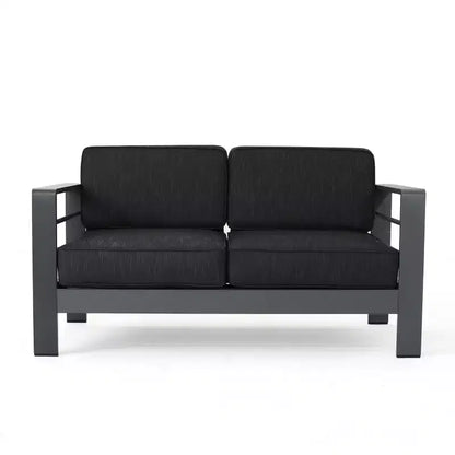 Crested Bay Salon de conversation extérieur en aluminium 4 places avec brasero gris clair – Sanzelize Design