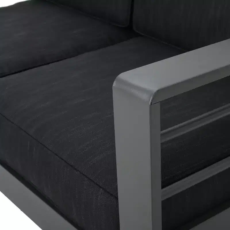 Crested Bay Salon de conversation extérieur en aluminium 4 places avec brasero gris clair – Sanzelize Design